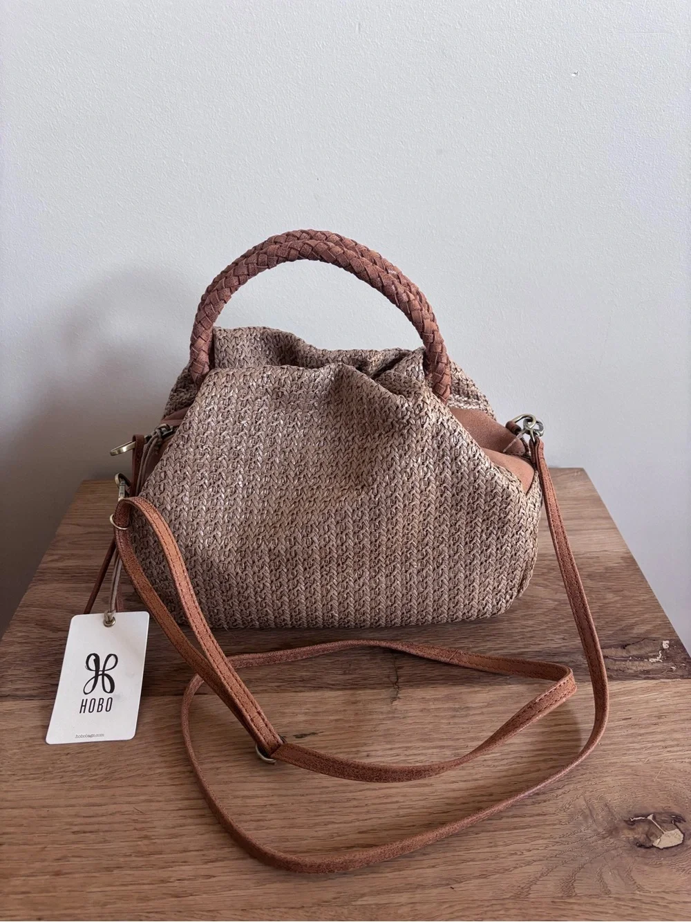 NWT HOBO Darling Small Satchel Crossbody Bag Purse - Meadow Woven Straw - Picture 4 of 14